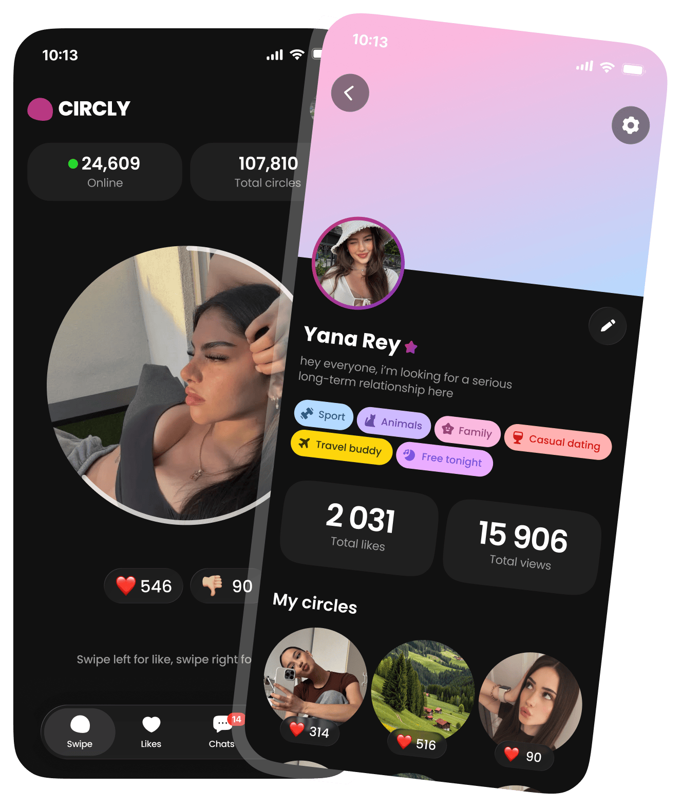 CIRCLY app screens on iPhone